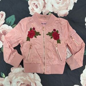 Urban Republic Pink Kids Jacket with Rose Embroidery